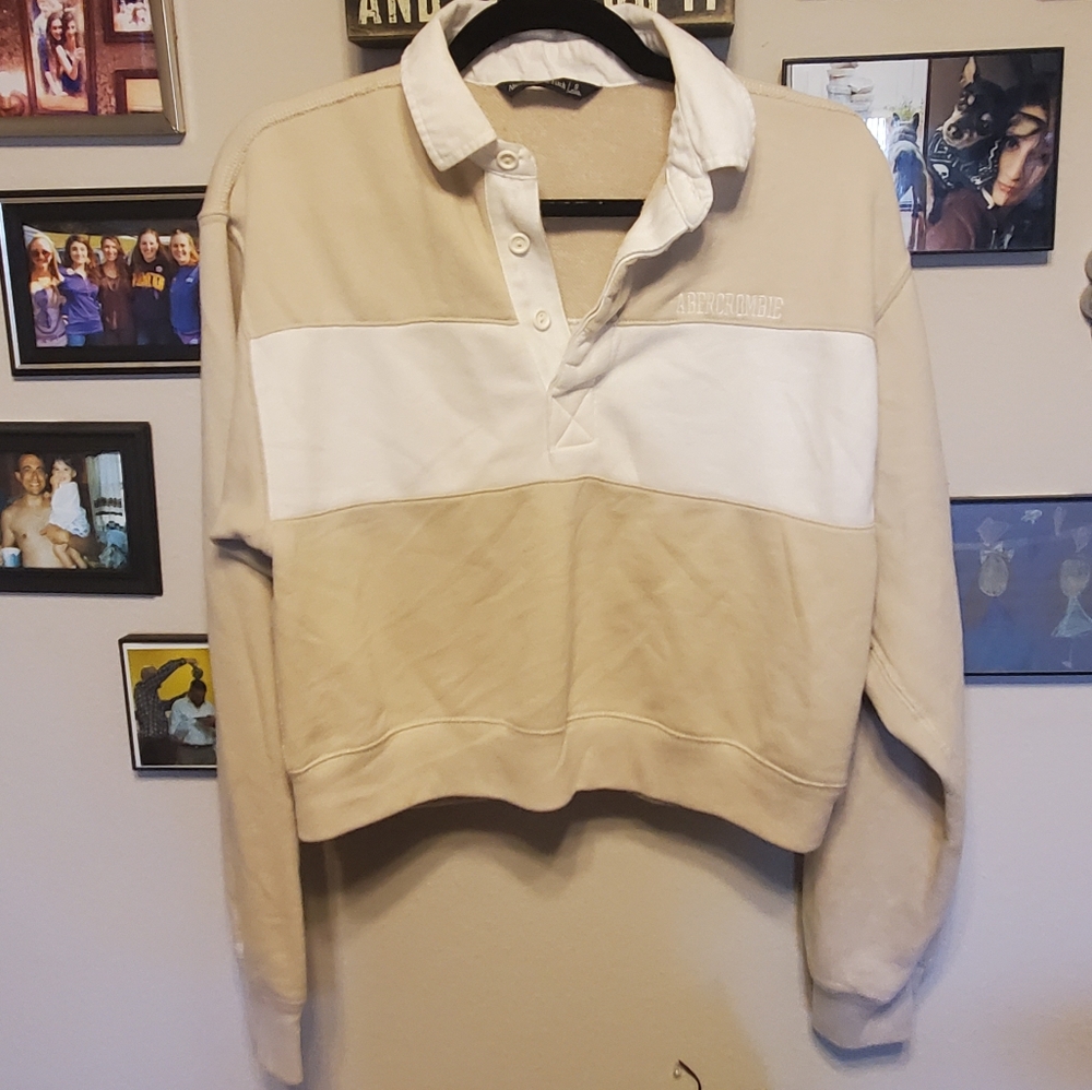 Abercrombie & Fitch Crop Collared Pullover Top
